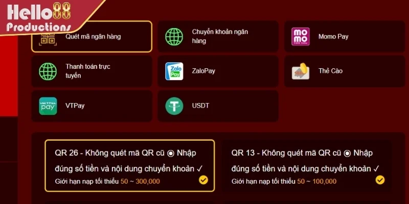 Nạp tiền Hello88 qua ngân hàng nhanh gọn và tiện lợi