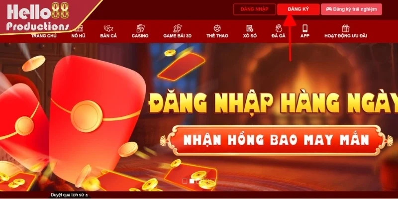 Truy cập vào trang chính thức của thương hiệu Hello88